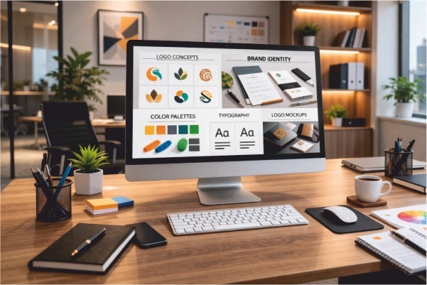 Visual identity design – logo concepts, colour palettes and typography
